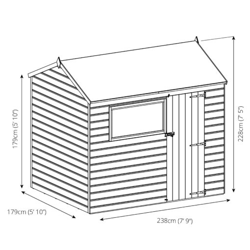 8ft x 6ft Overlap Reverse Shed