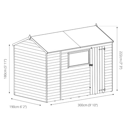 10ft x 6ft Overlap Reverse Shed