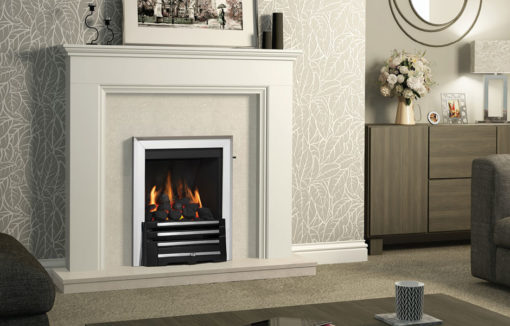 48” Southdale surround in Soft White finish