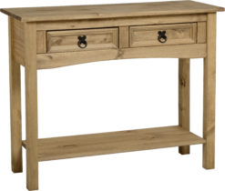 VERONA 2 DRAWER CONSOLE TABLE WITH SHELF – Pine