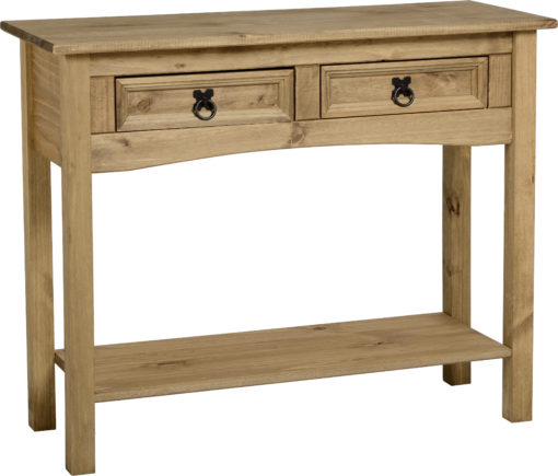 VERONA 2 DRAWER CONSOLE TABLE WITH SHELF – Pine