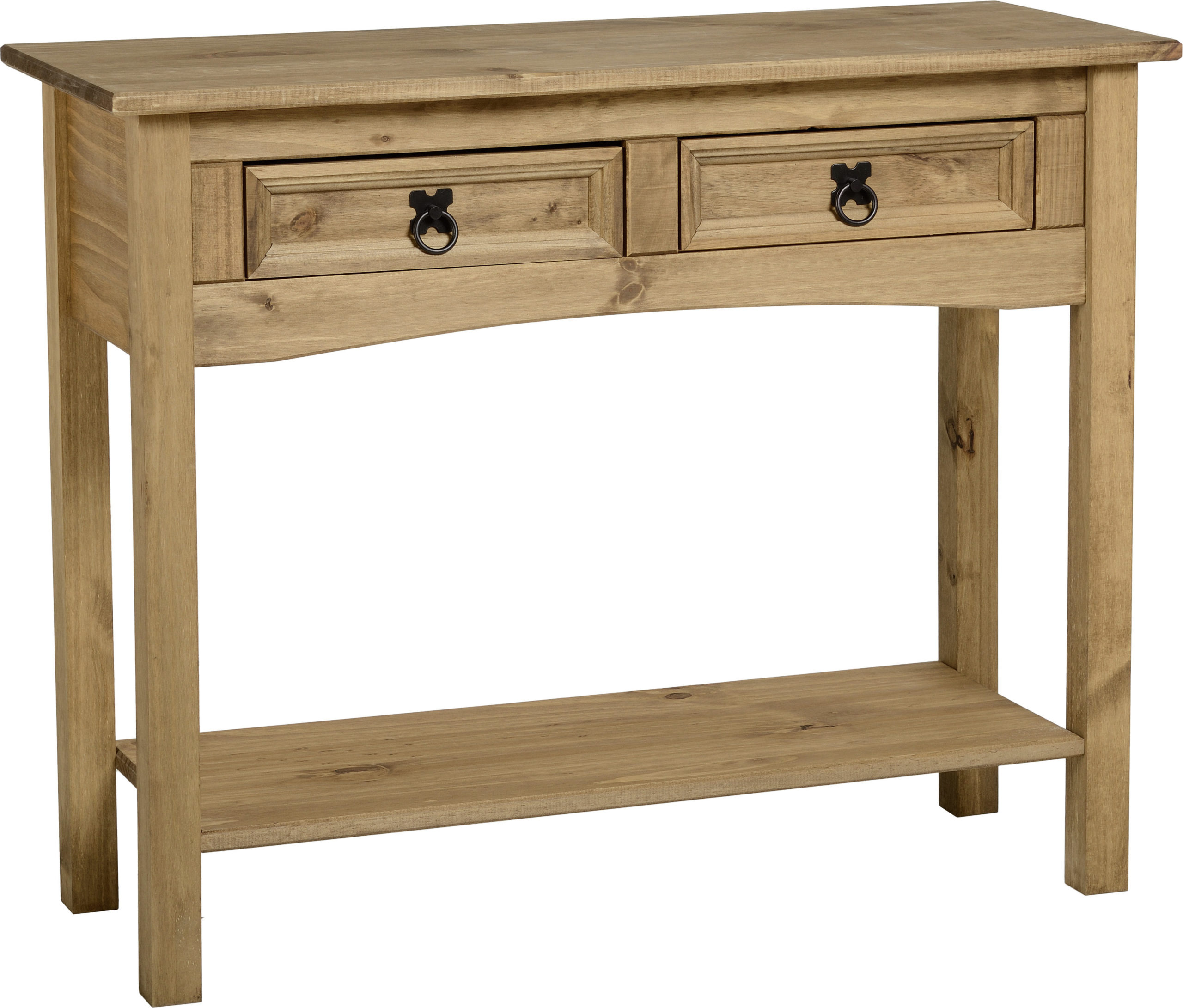 VERONA 2 DRAWER CONSOLE TABLE WITH SHELF – Pine VERONA 2 DRAWER CONSOLE TABLE WITH SHELF – Pine