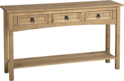 VERONA 3 DRAWER CONSOLE TABLE WITH SHELF – Pine