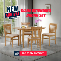 DIANE EXTENDING DINING SET OAK DIANE EXTENDING DINING SET OAK